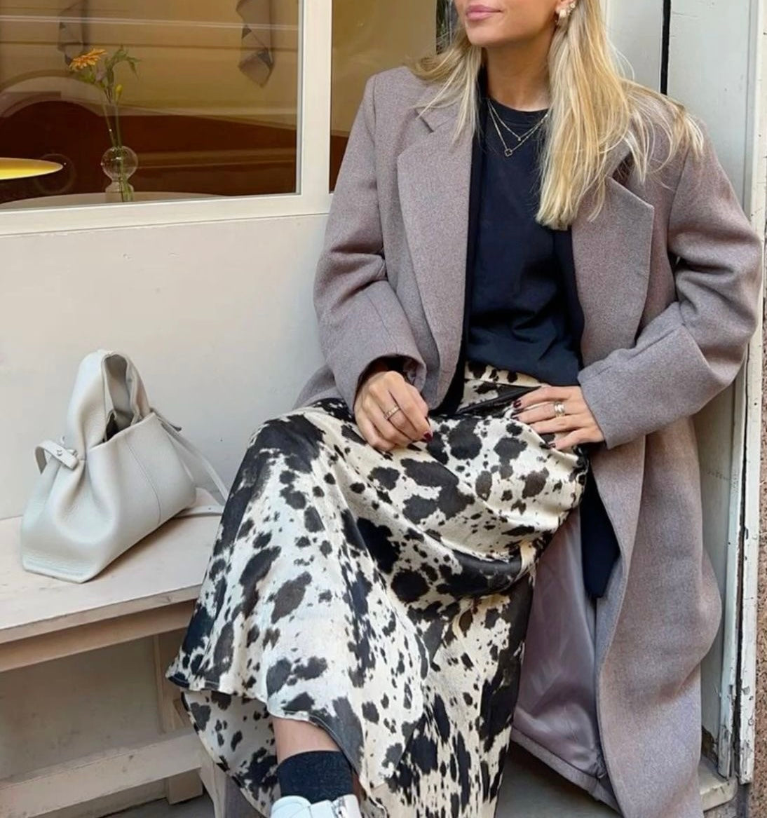 Cow print skirt