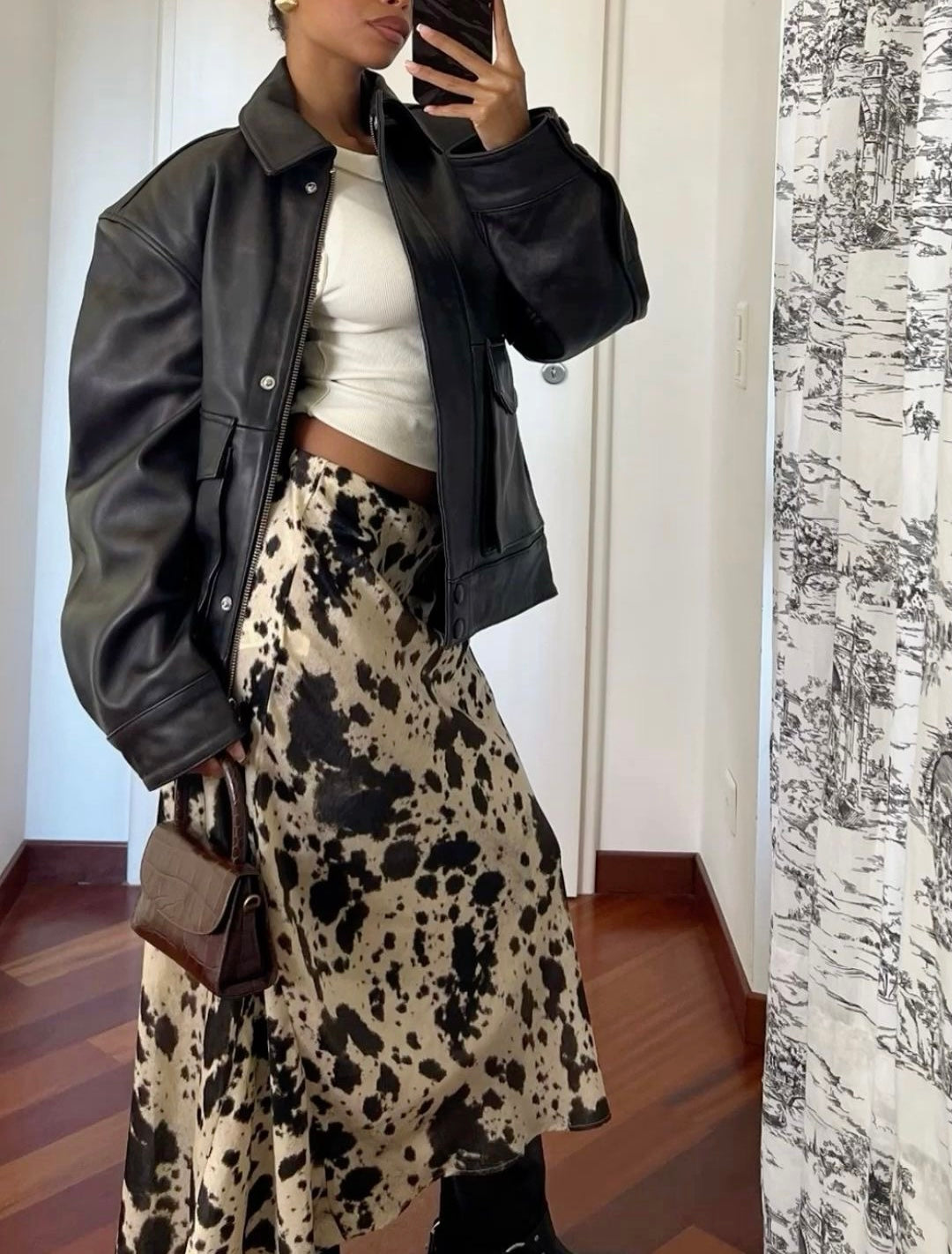 Cow print skirt