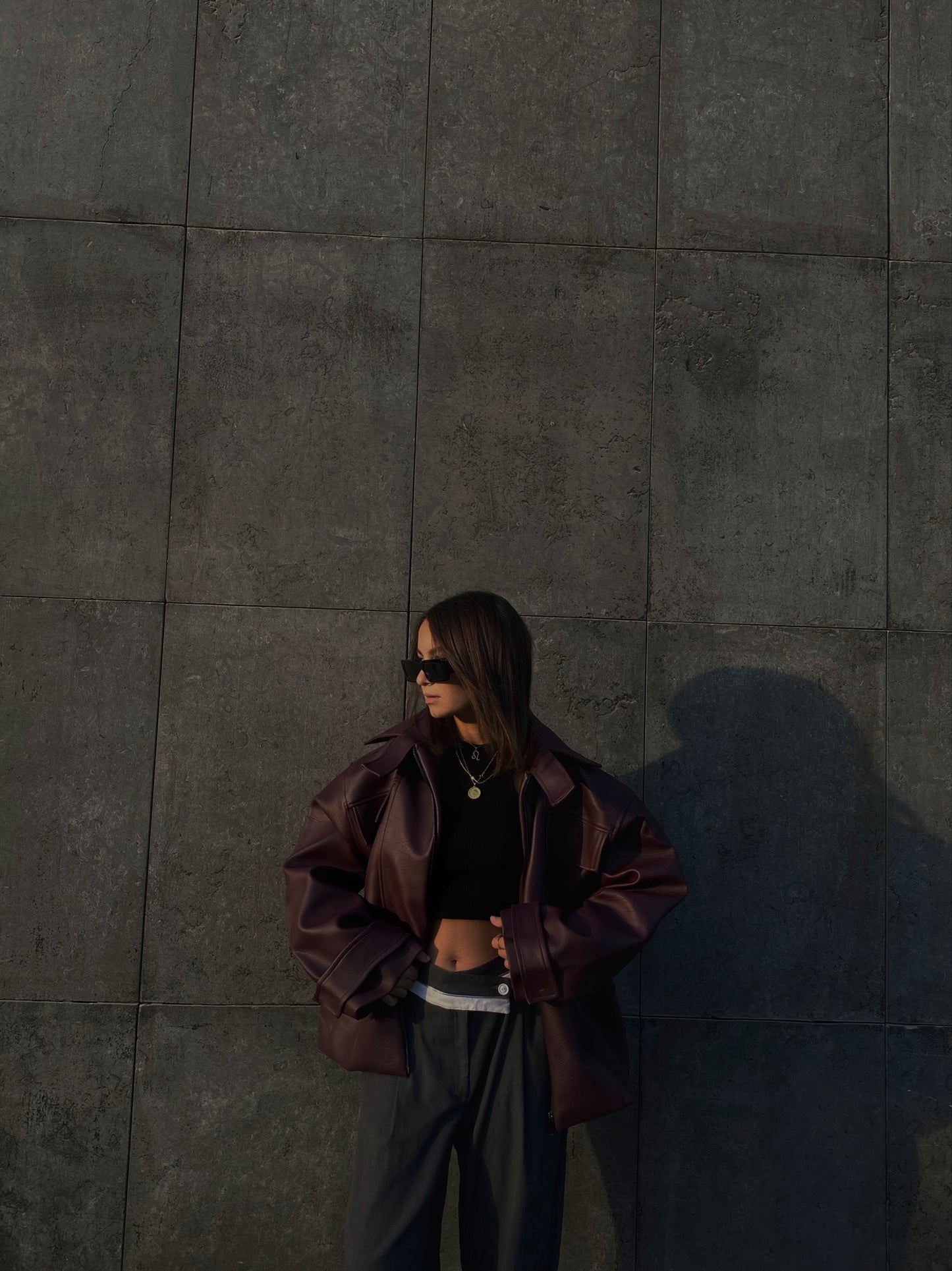 Burgundy leather jacket