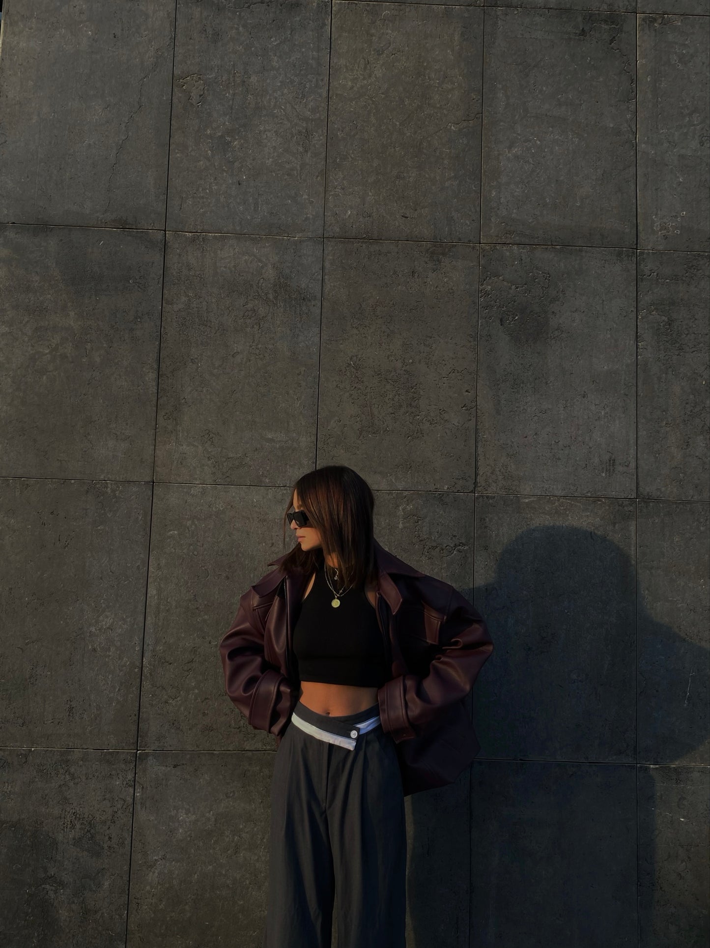 Burgundy leather jacket