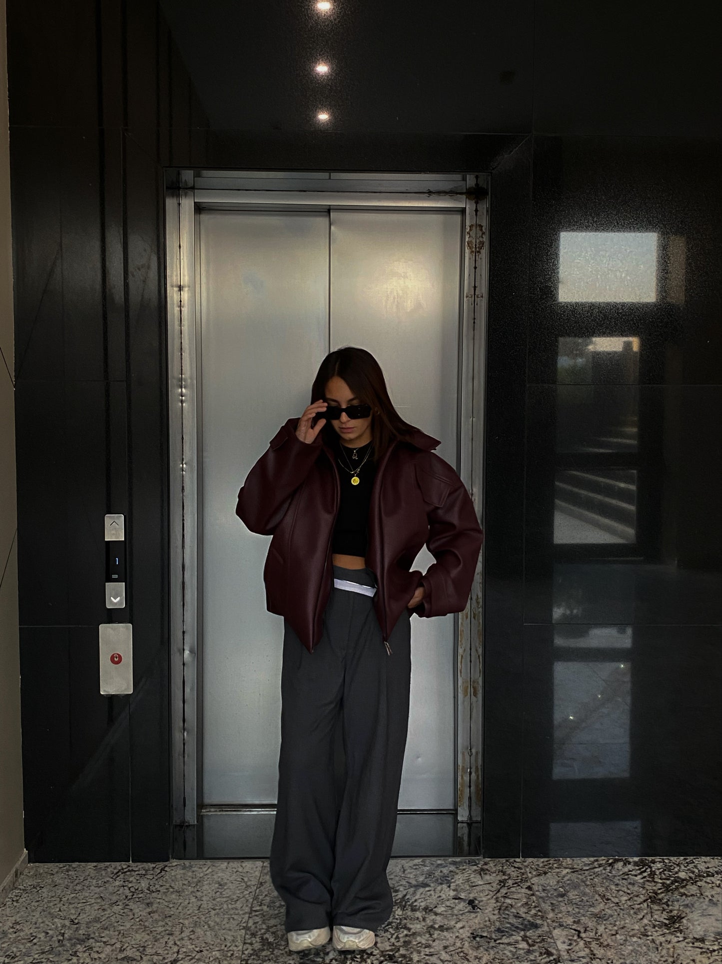 Burgundy leather jacket