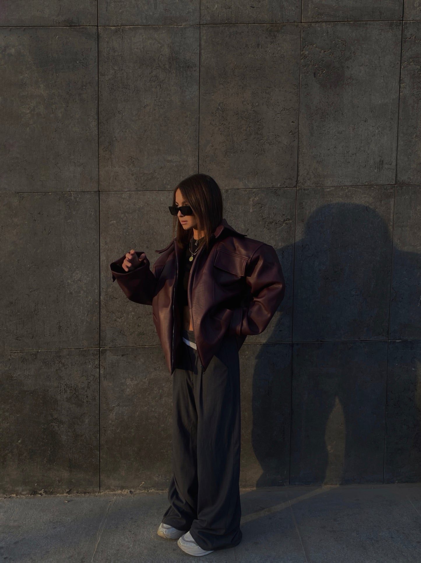 Burgundy leather jacket