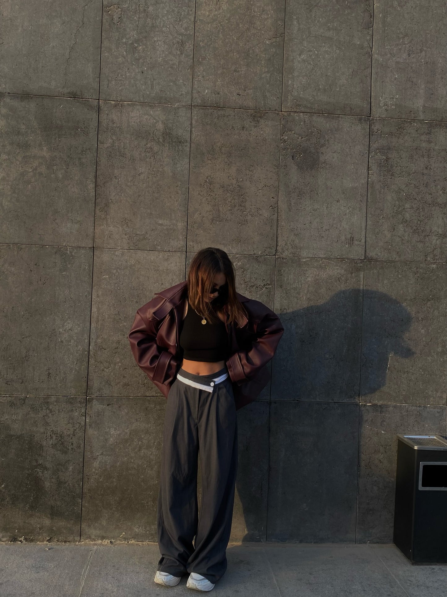 Burgundy leather jacket