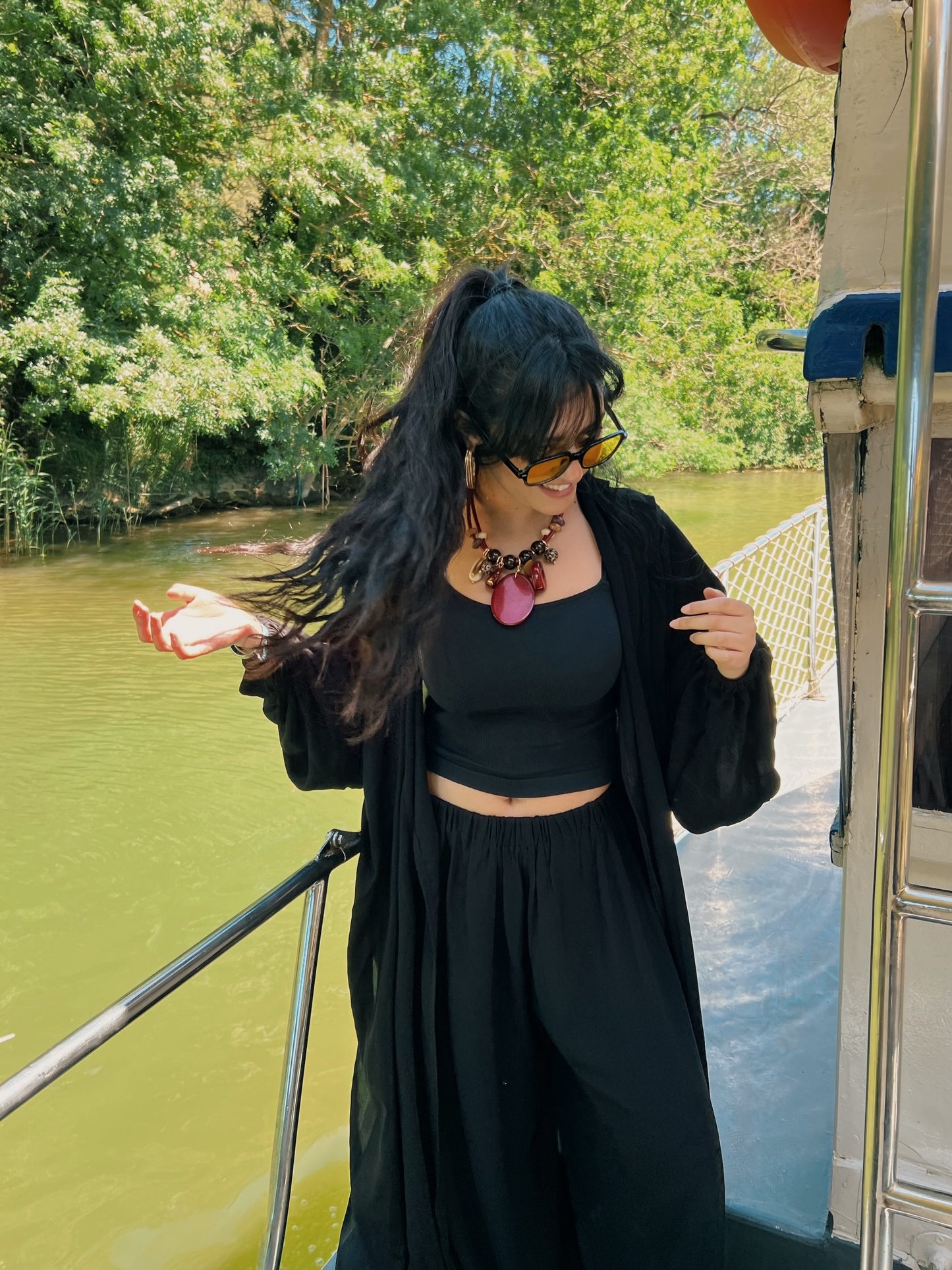 Black flowy set