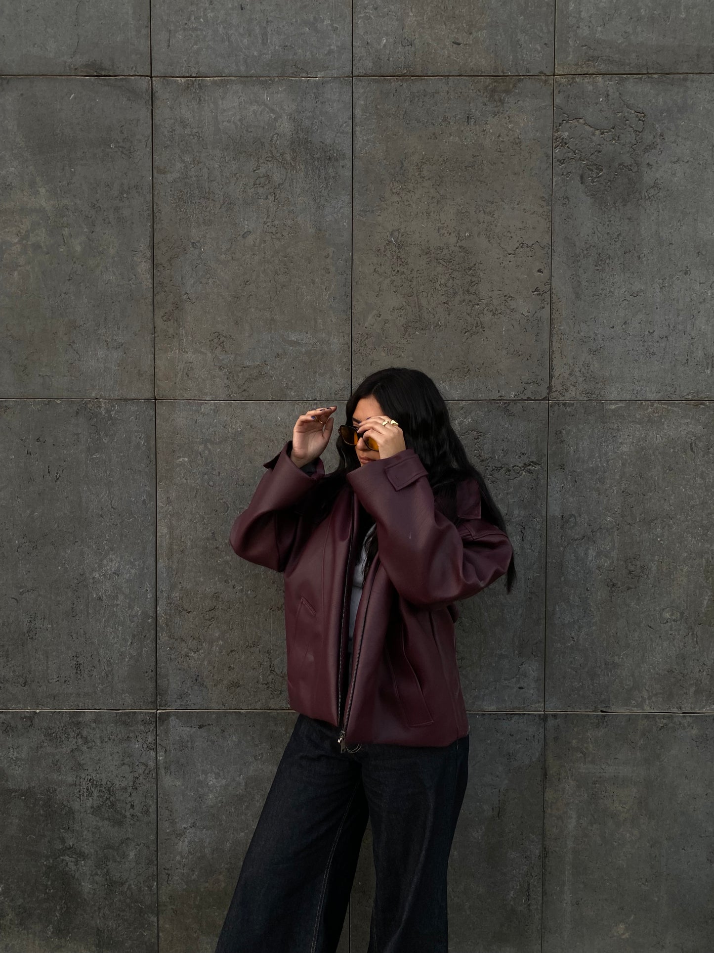 Burgundy leather jacket