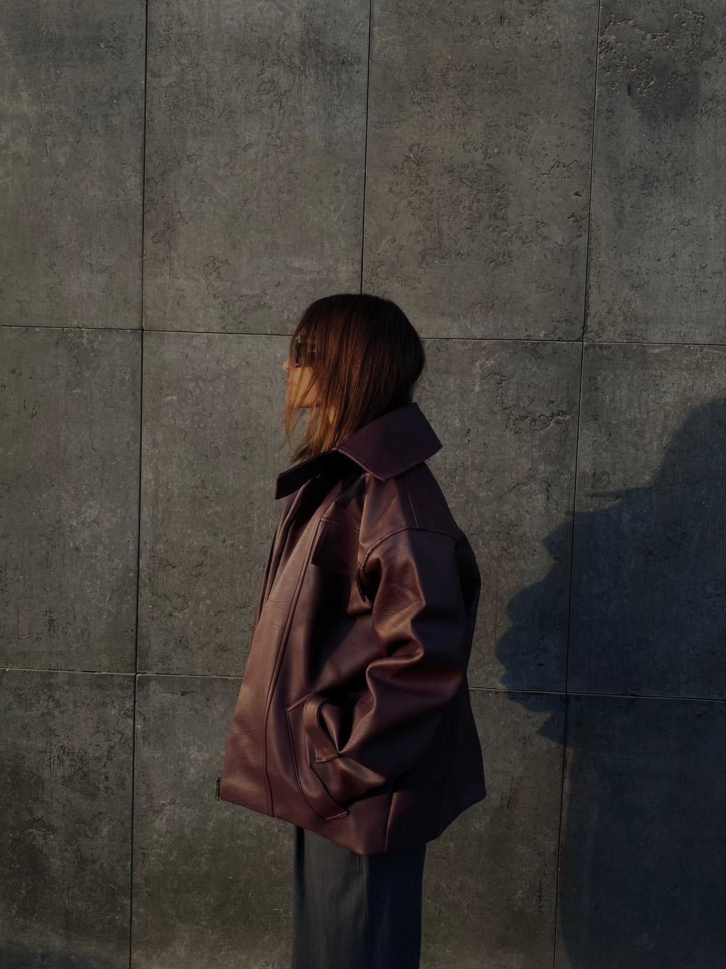 Burgundy leather jacket