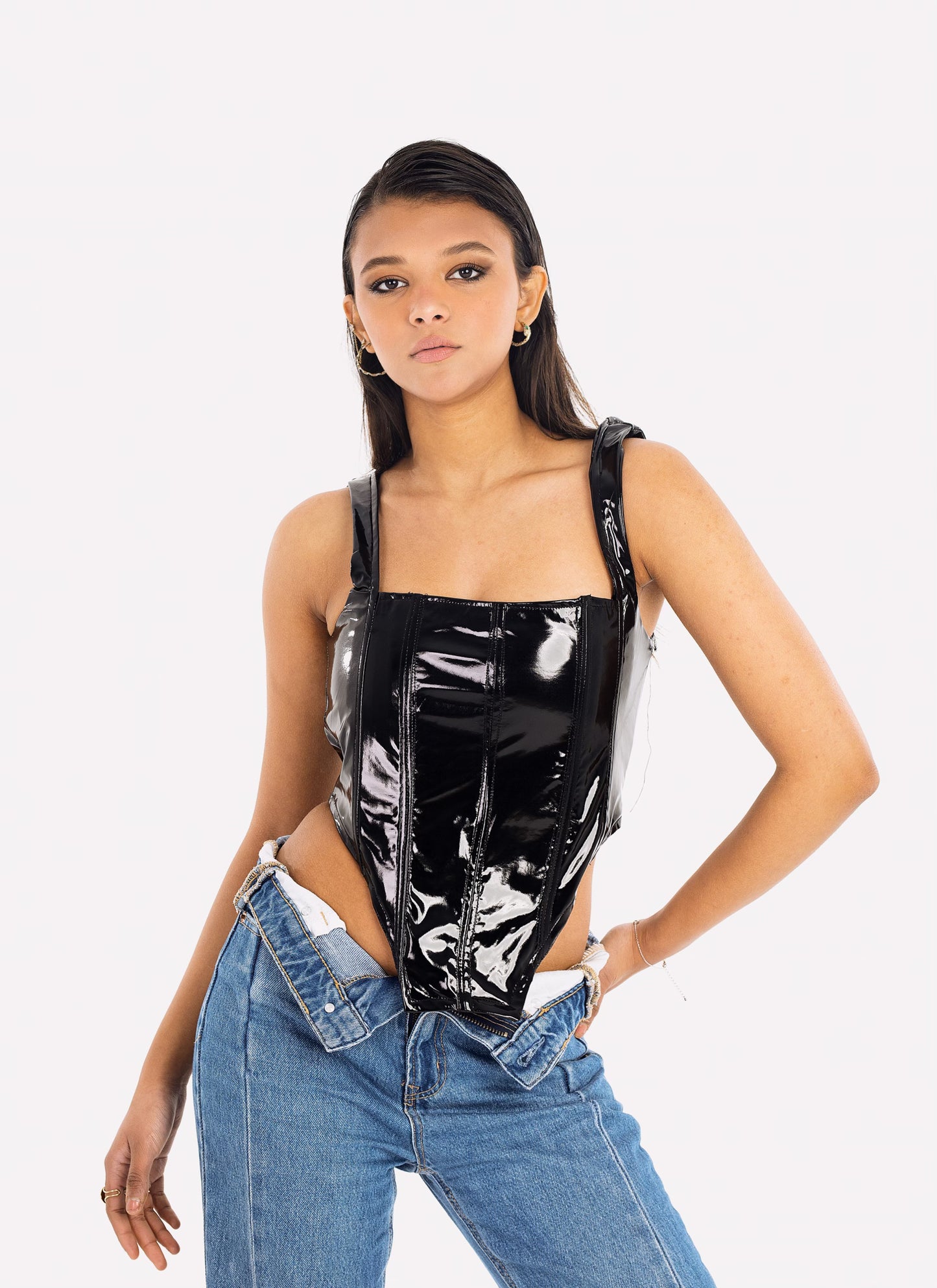 Metallic corset top