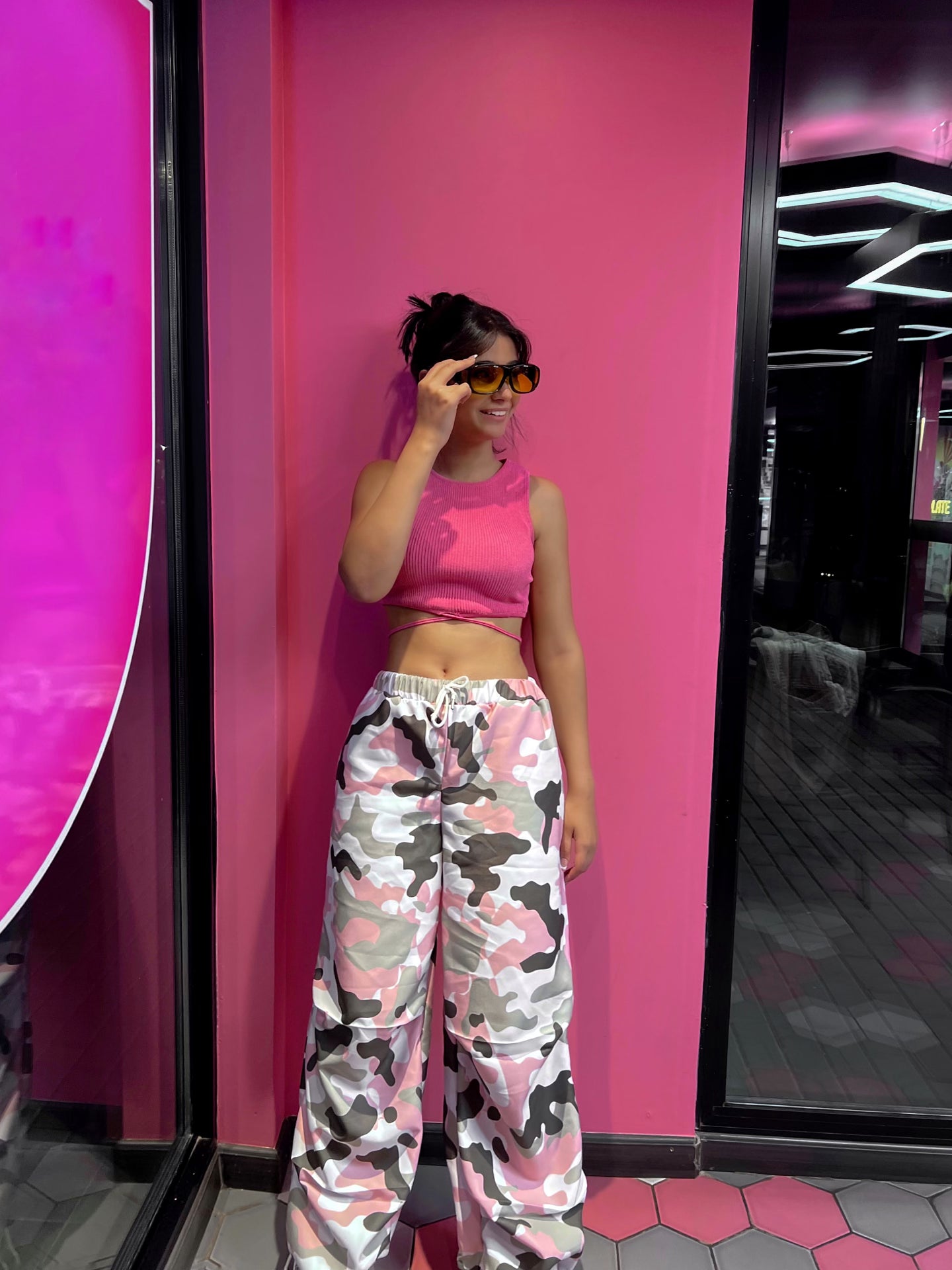 Pink Camo Pants Outfit